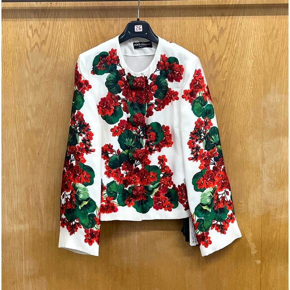 NWT Dolce & Gabbana Portofino Print Mikado Jacket White Red green IT 40 S - Picture 9 of 13